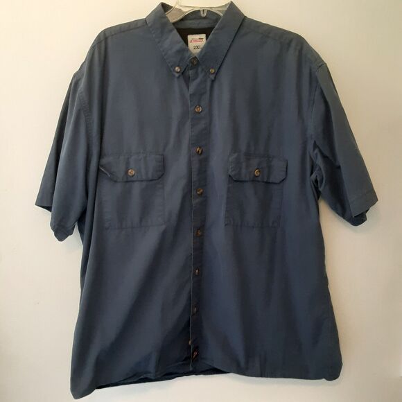 Dickies Mens 2XL Shirt Short Sleeve Button Up Cotton Blend Blue Work Vented - Picture 1 of 9
